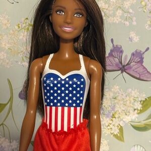 Barbie Doll with Patriotic Red, White, and Blue Outfit